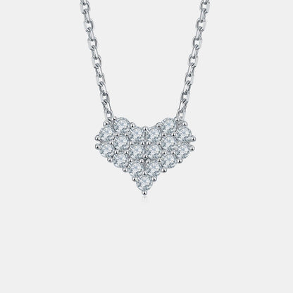 Moissanite 925 Sterling Silver Heart Necklace Carauana Store