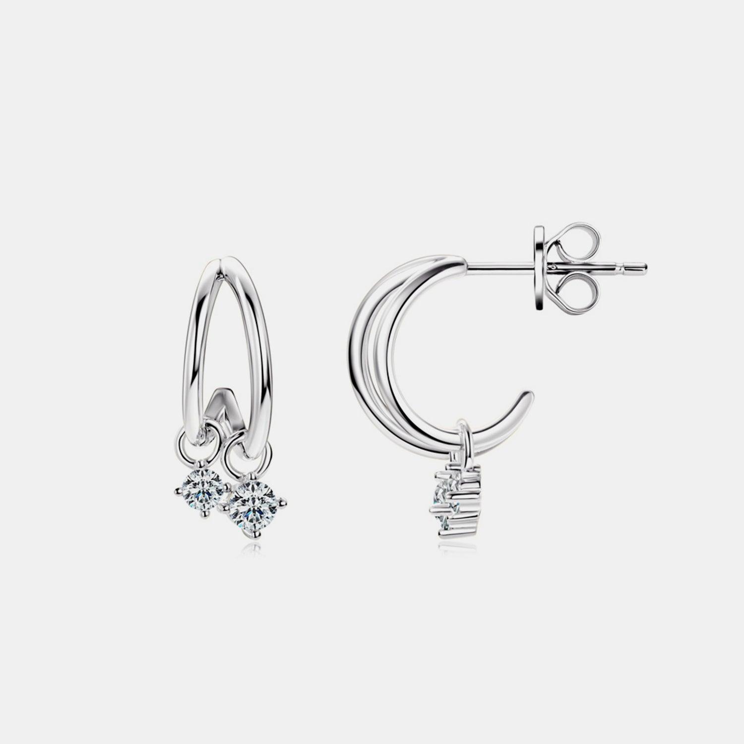 925 Sterling Silver Moissanite C-Hoop Earrings Carauana Store