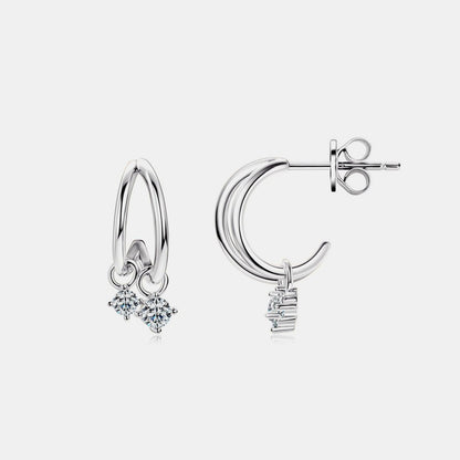 925 Sterling Silver Moissanite C-Hoop Earrings Carauana Store