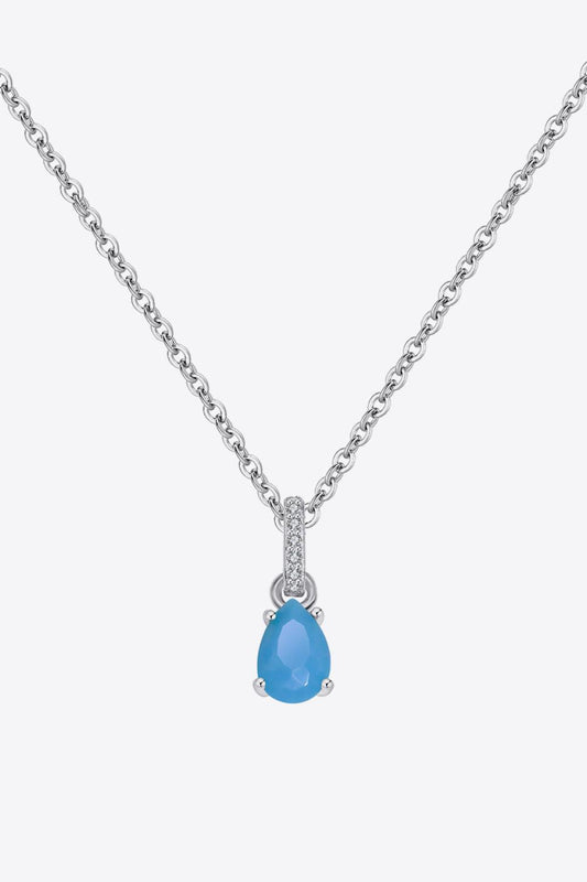 Teardrop Turquoise 4-Prong Pendant Necklace Carauana Store