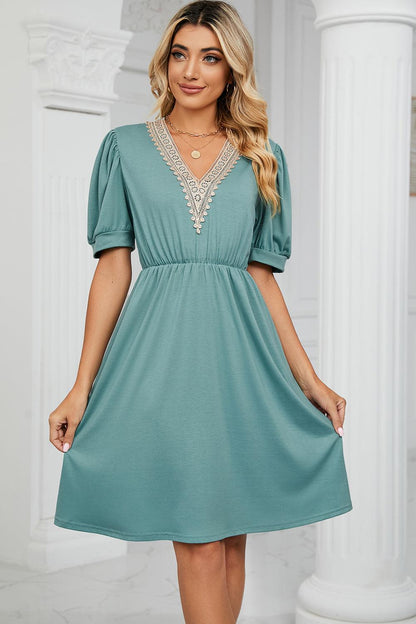 V-Neck Puff Sleeve Dress Carauana Store