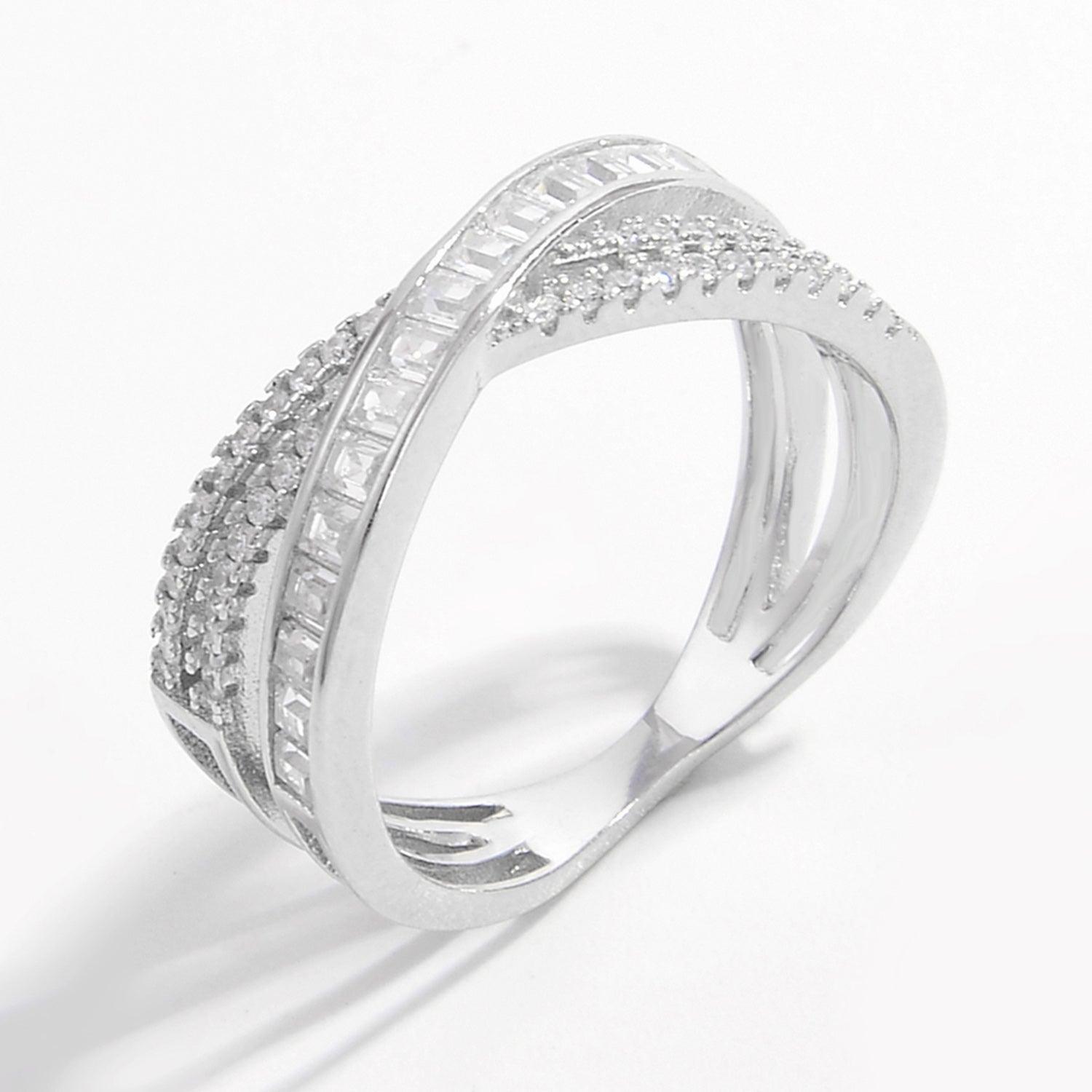 X Shape Inlaid Zircon 925 Sterling Silver Ring Carauana Store