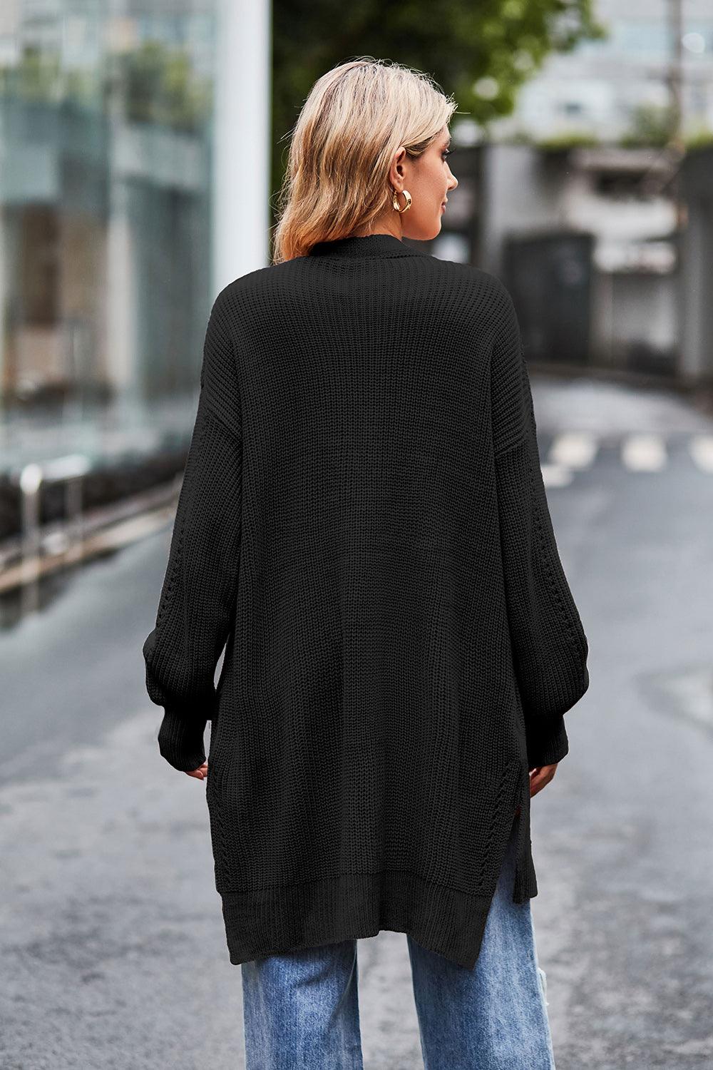 Open Front Dropped Shoulder Longline Cardigan Carauana Store