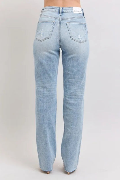 Judy Blue Full Size Mid Rise Light Wash Dad Jeans Plus Size Carauana Store