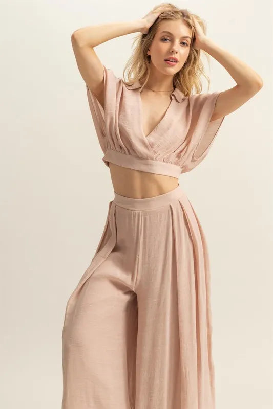 HYFVE Kimono Sleeve Crop Top and Wide Leg Pants Set Carauana Store