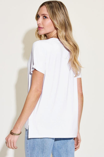 Basic Bae Full Size V-Neck High-Low T-Shirt Carauana Store