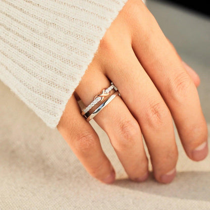 Double-Layered Zircon 925 Sterling Silver Ring Carauana Store