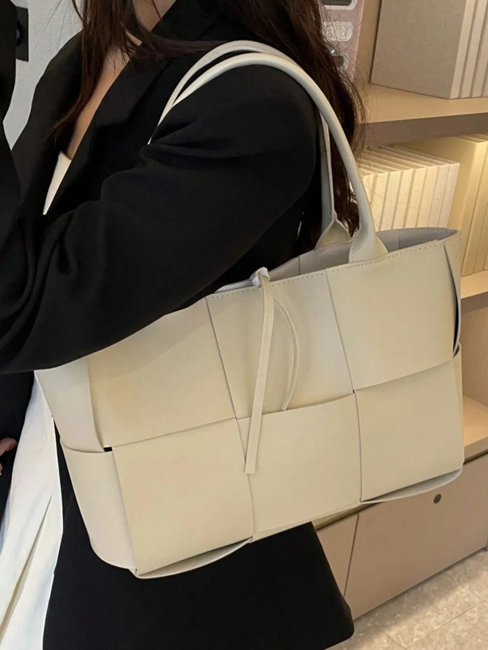 PU Leather Woven Handbag and Clutch Set Carauana Store