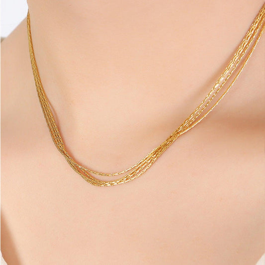 18K Gold-Plated Multi-Layer Clavicle Chain Necklace Carauana Store