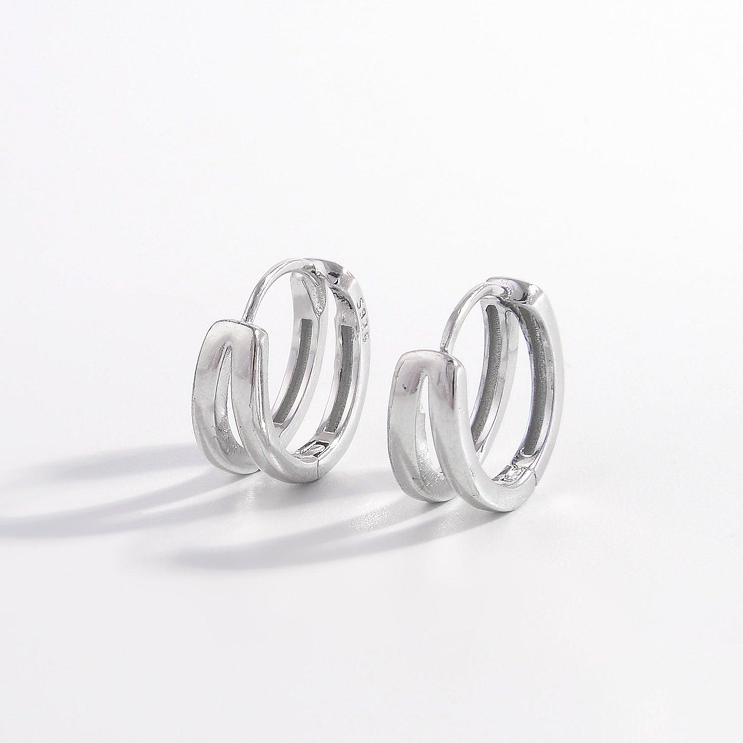 925 Sterling Silver Inlaid Zircon Huggie Earrings Carauana Store
