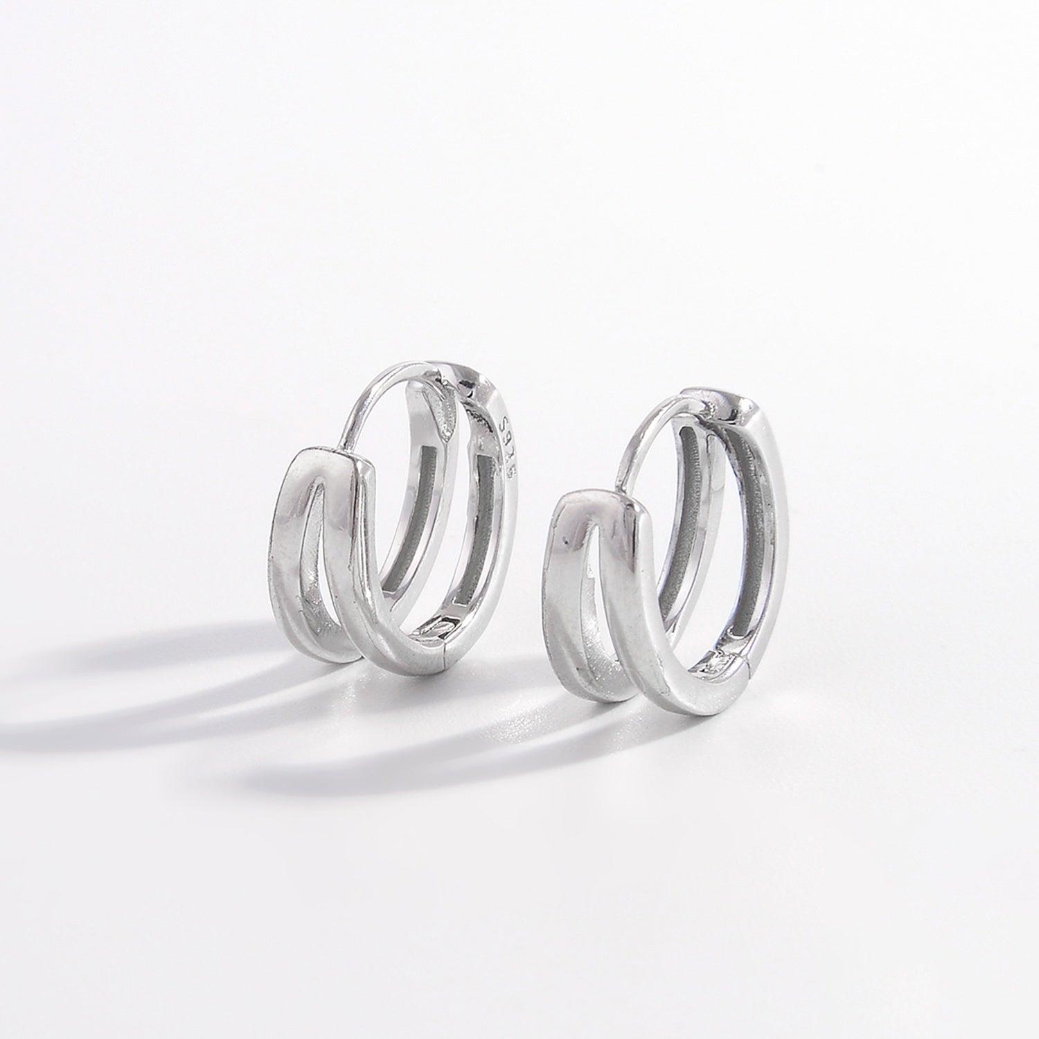 925 Sterling Silver Inlaid Zircon Huggie Earrings Carauana Store