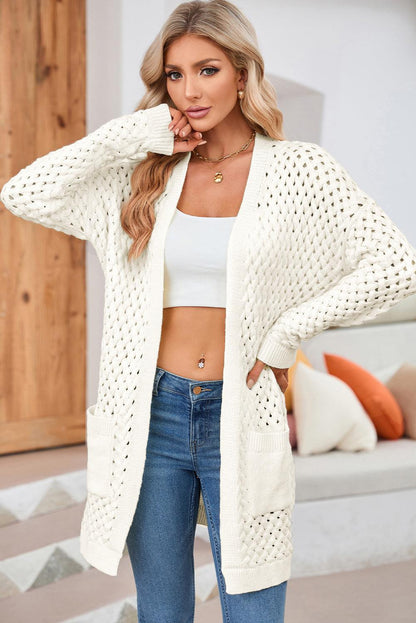 Open Front Dropped Shoulder Cardigan with Pockets Carauana Store