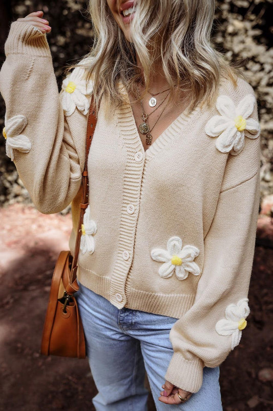 Flower Dropped Shoulder Long Sleeve Cardigan Carauana Store