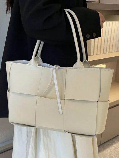 PU Leather Woven Handbag and Clutch Set Carauana Store