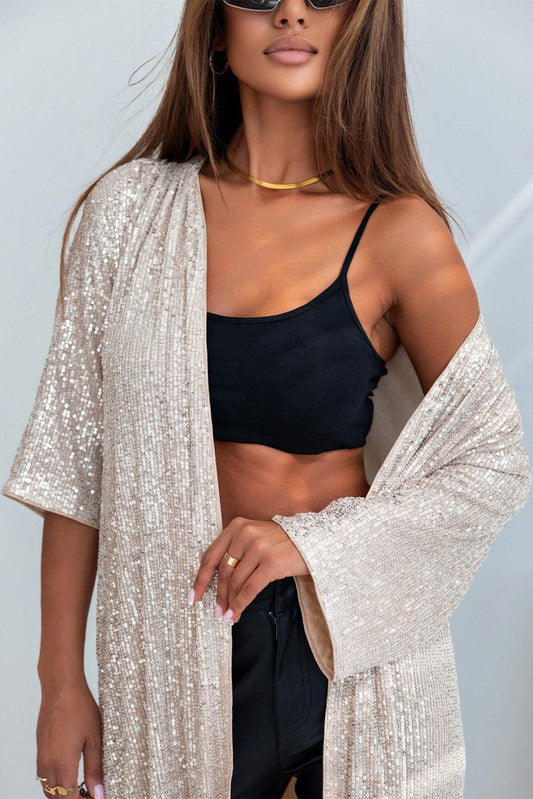 Sequin Open Front Duster Cardigan Carauana Store