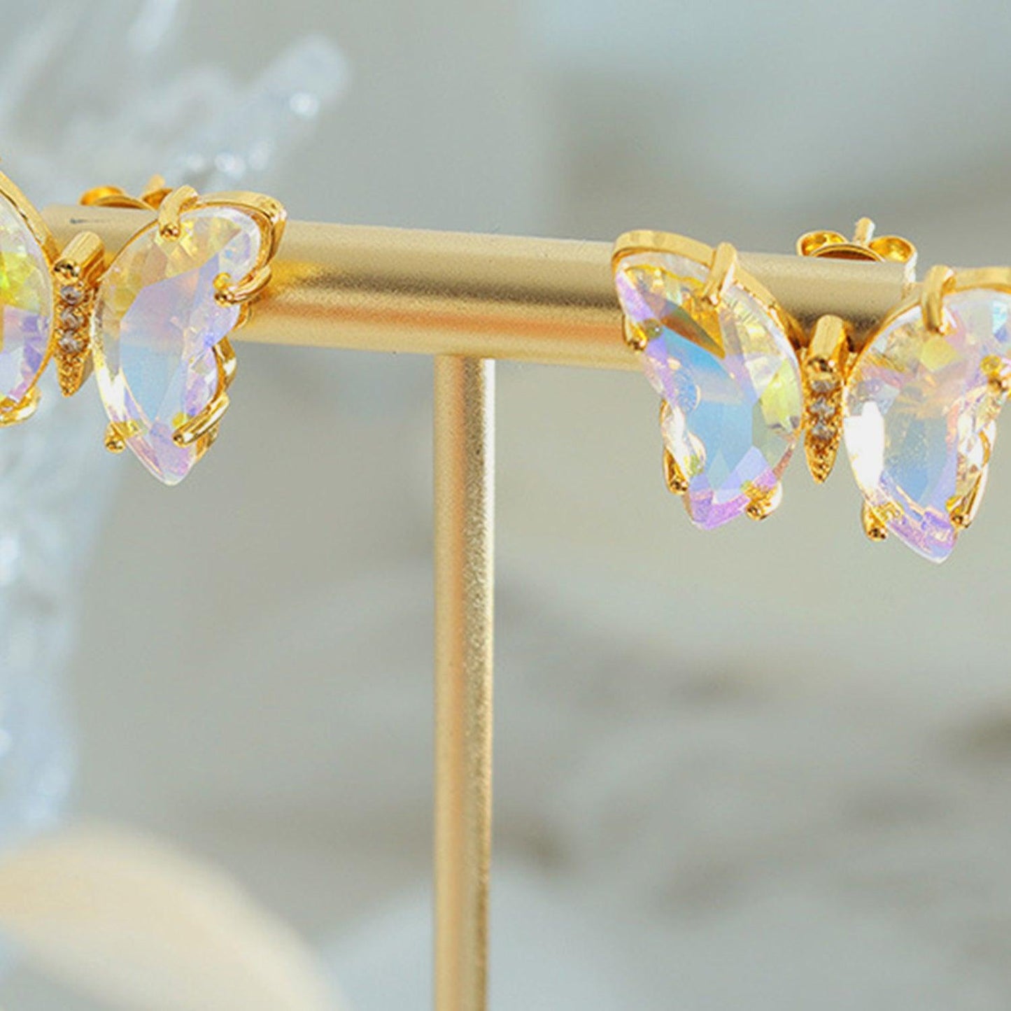 Gold-Plated Butterfly Stud Earrings