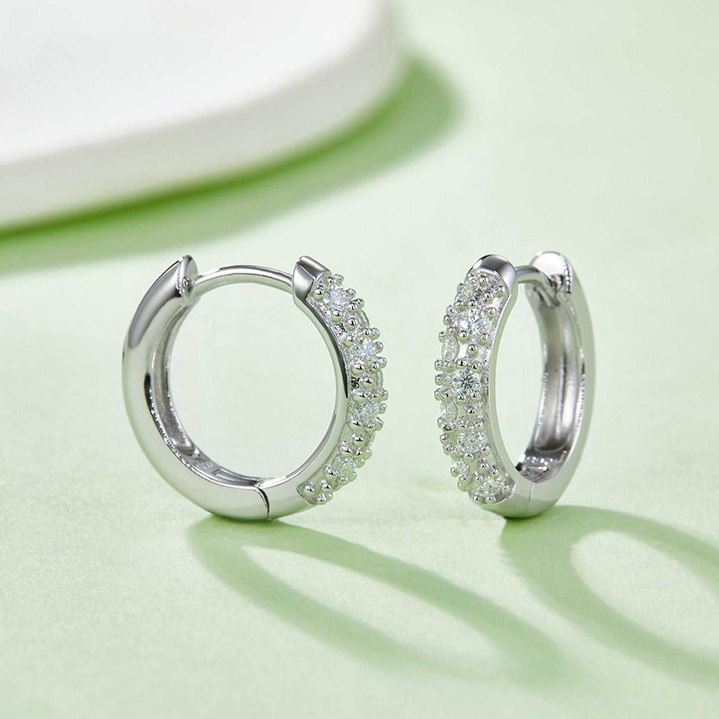 Moissanite 925 Sterling Silver Huggie Earrings Carauana Store