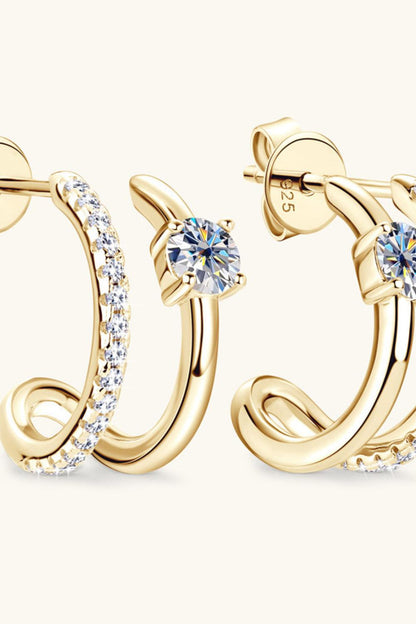 Moissanite 925 Sterling Silver C-Hoop Earrings Carauana Store
