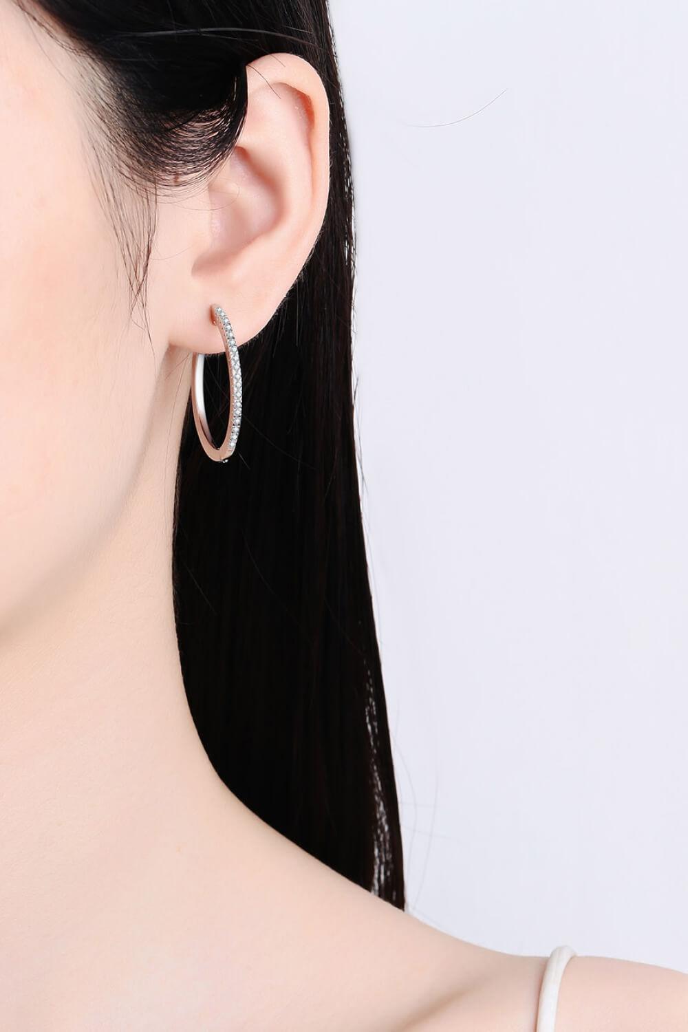 Rhodium-Plated Moissanite Hoop Earrings Carauana Store