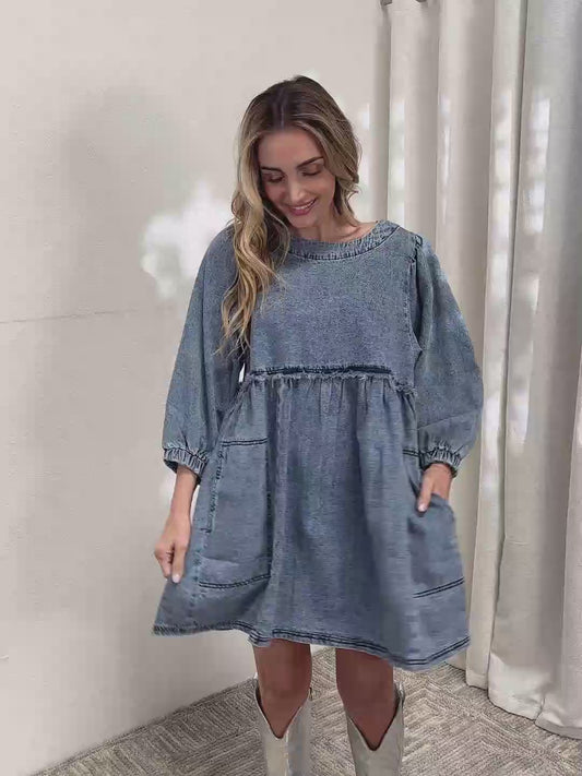 HEYSON Full Size Oversized Denim Babydoll Dress