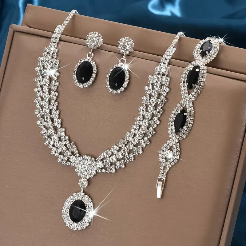 timeless jewelry set from Carauana_BLACK Jewelry set with necklace, earrings, and bracelet